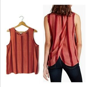 Lucky Brand Striped Split Back Silk Tank Top